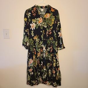 H&M floral shirt dress - black
